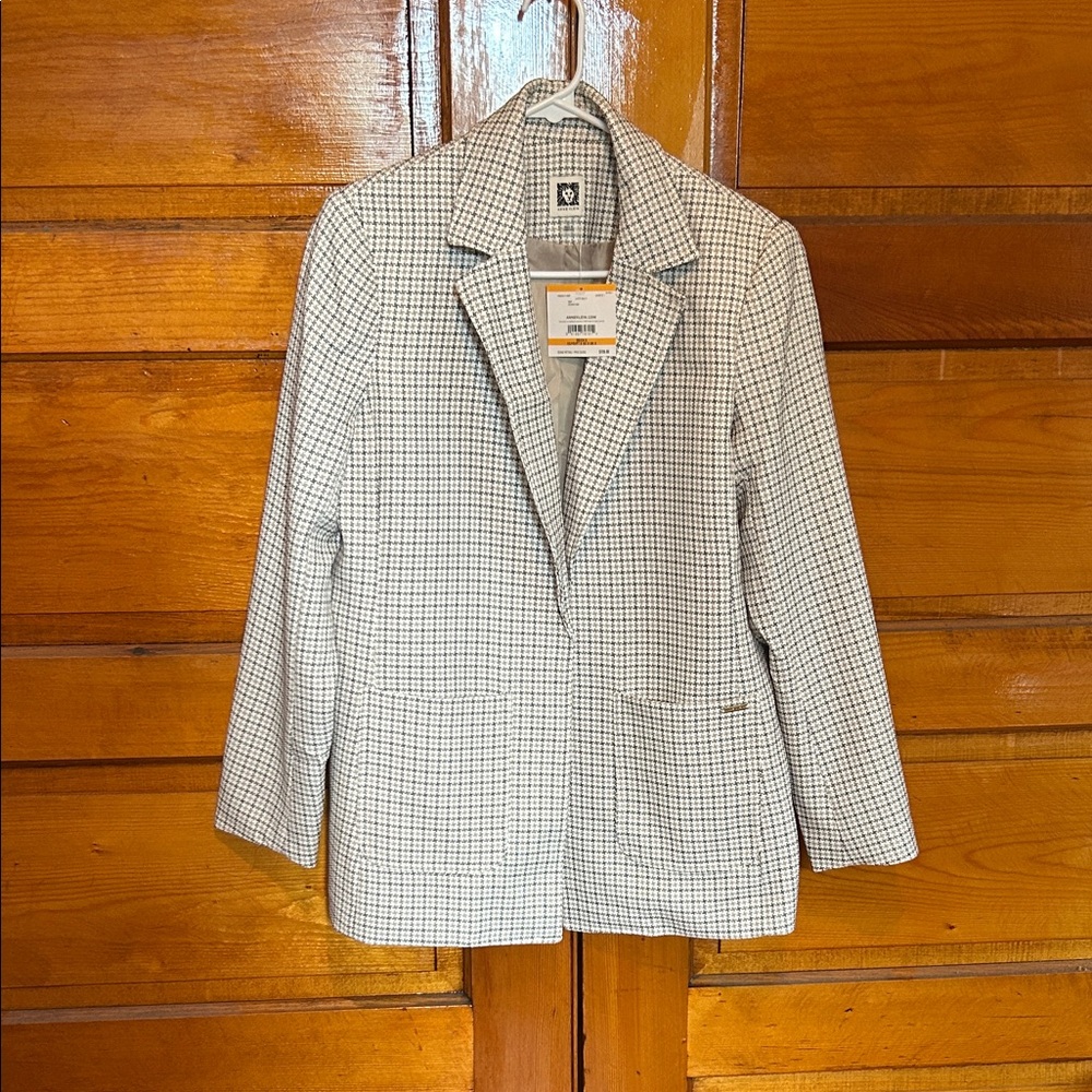 Calvin Klein Houndstooth Blazer in Cream and Black